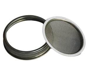 Stainless steel sprouting lid and band for wide mouth Mason jars