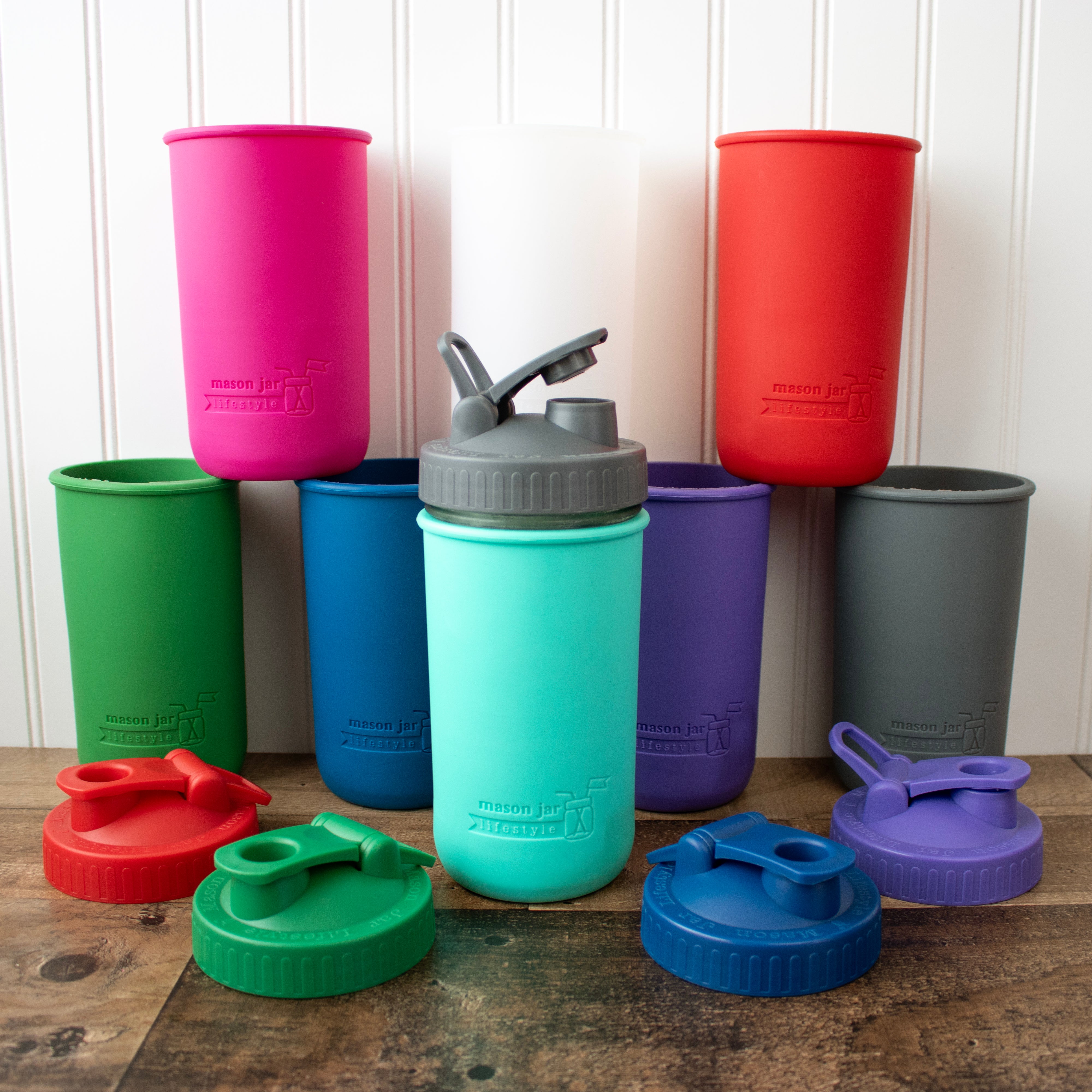 Mason Jar Lifestyle 24oz Pint & Half Sports Bottle with Silicone Sleeve & Carry Loop Lid