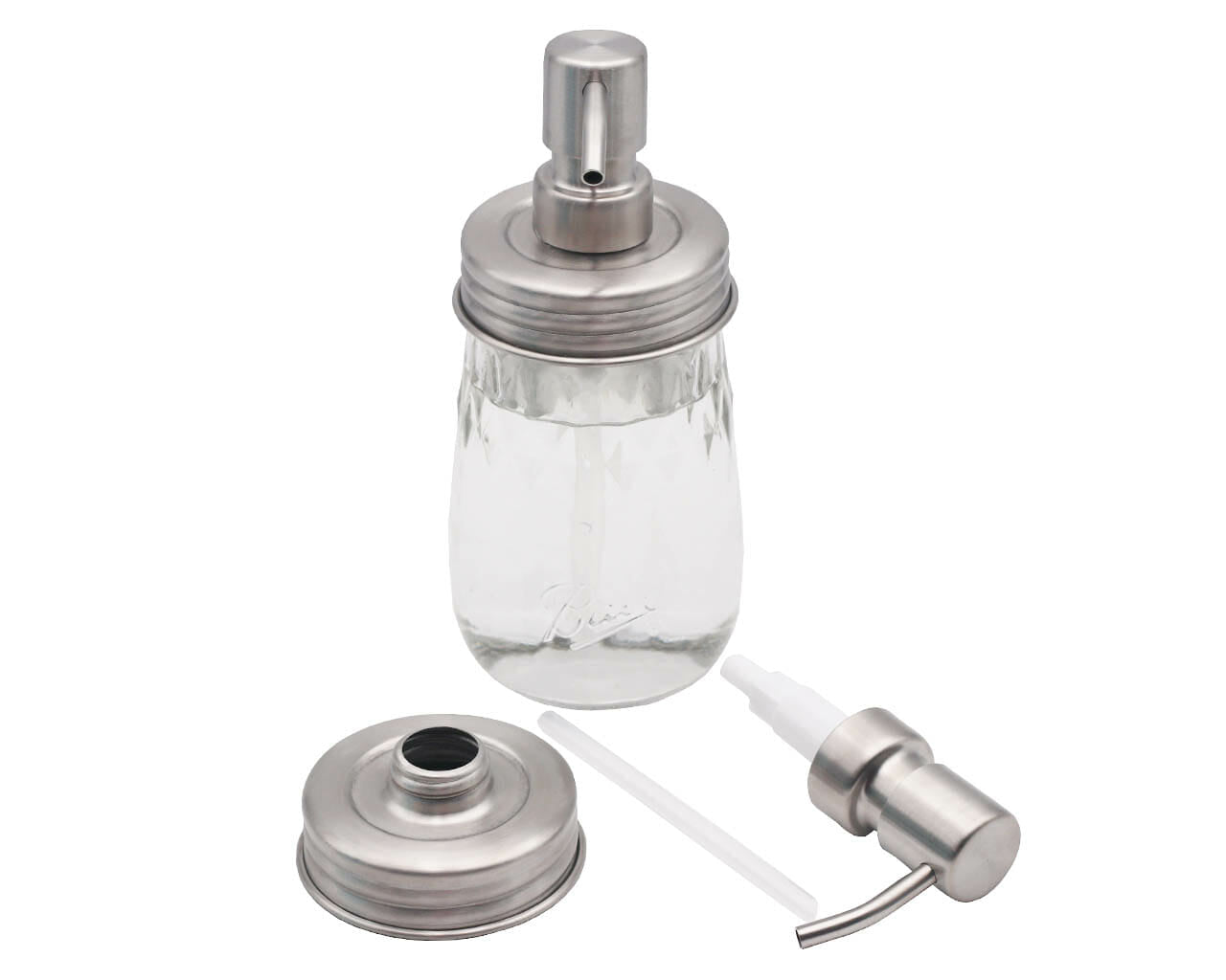 Satin / Brushed Finish Soap Pump Dispensers for Mason Jars