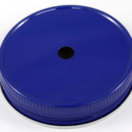 Blue straw hole tumbler lid for regular mouth Mason jars