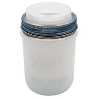 Mason Jar Lifestyle frost silicone sleeve / jacket and wide mouth drinking lid on Ball wide mouth pint 16oz jar