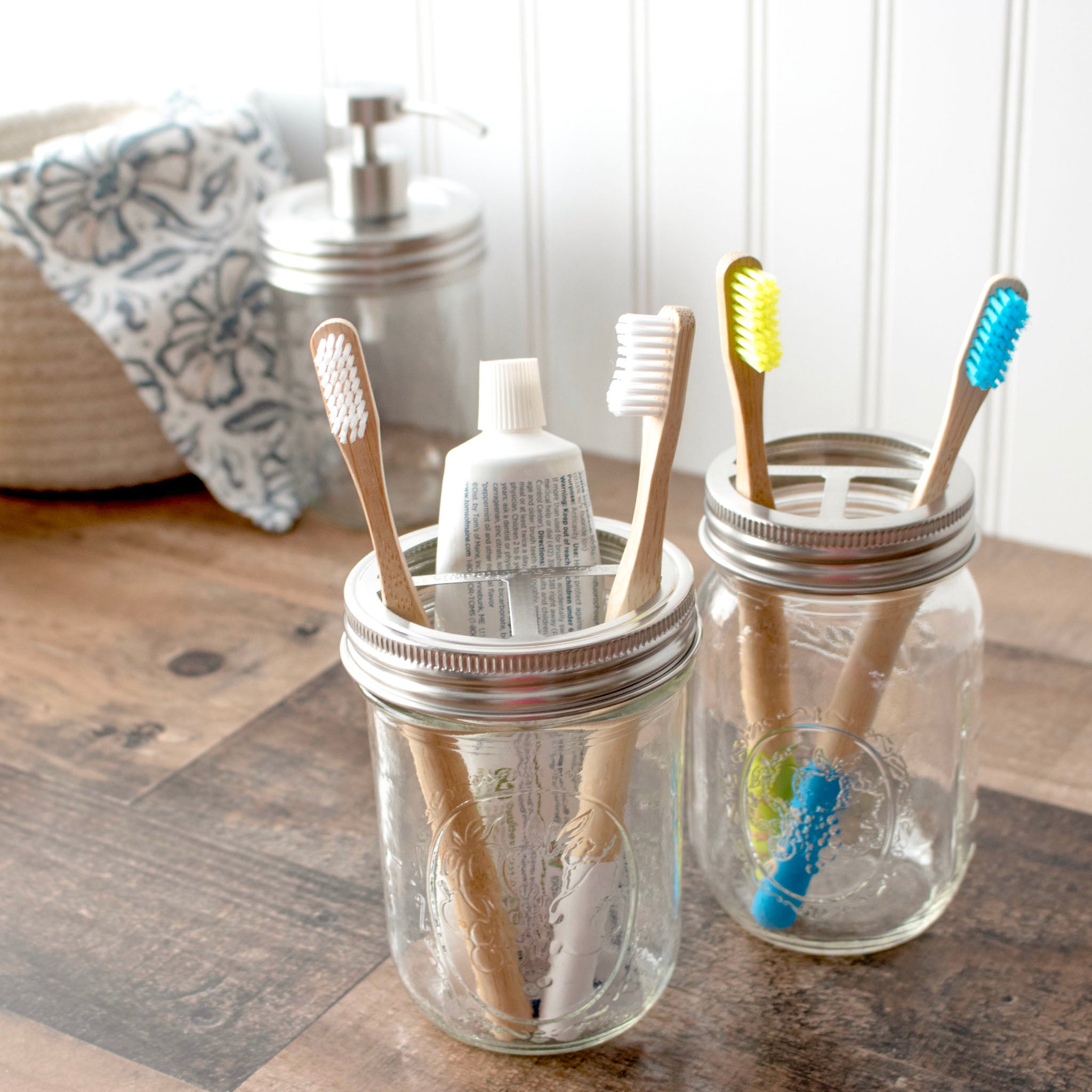 Toothbrush Holder Stainless Steel Lid for Mason Jars
