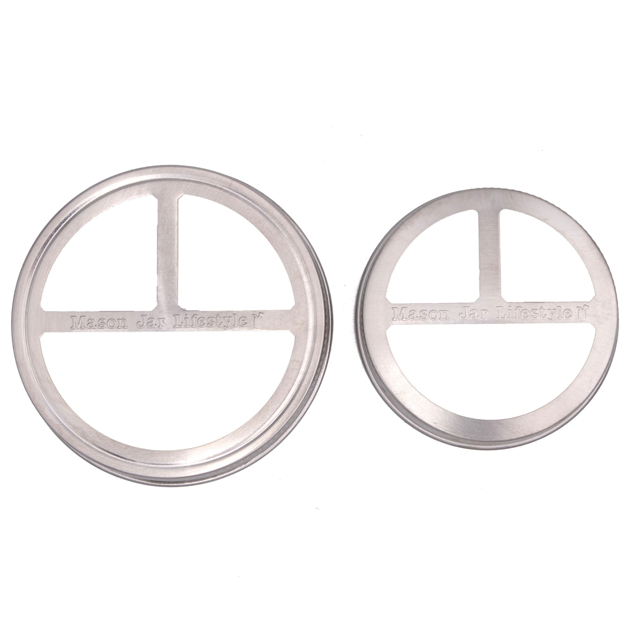 The toothbrush lid on white from the top, showing the raised text along the edge that says "Stainless Steel" and "Mason Jar Lifestyle".