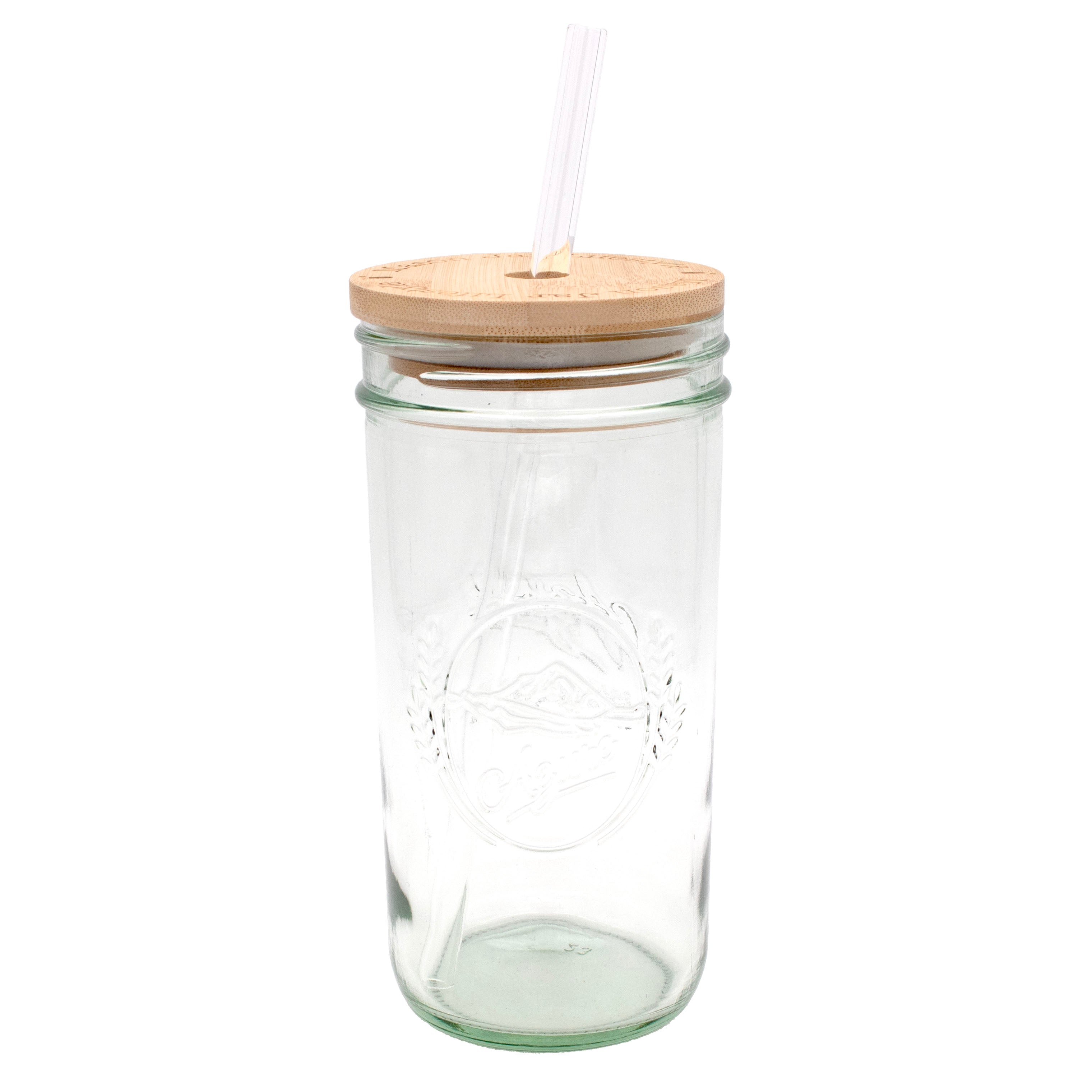 Mason Jar Lifestyle Pint & Half 24oz Glass Water Bottle with Bamboo Lid Travel Tumbler