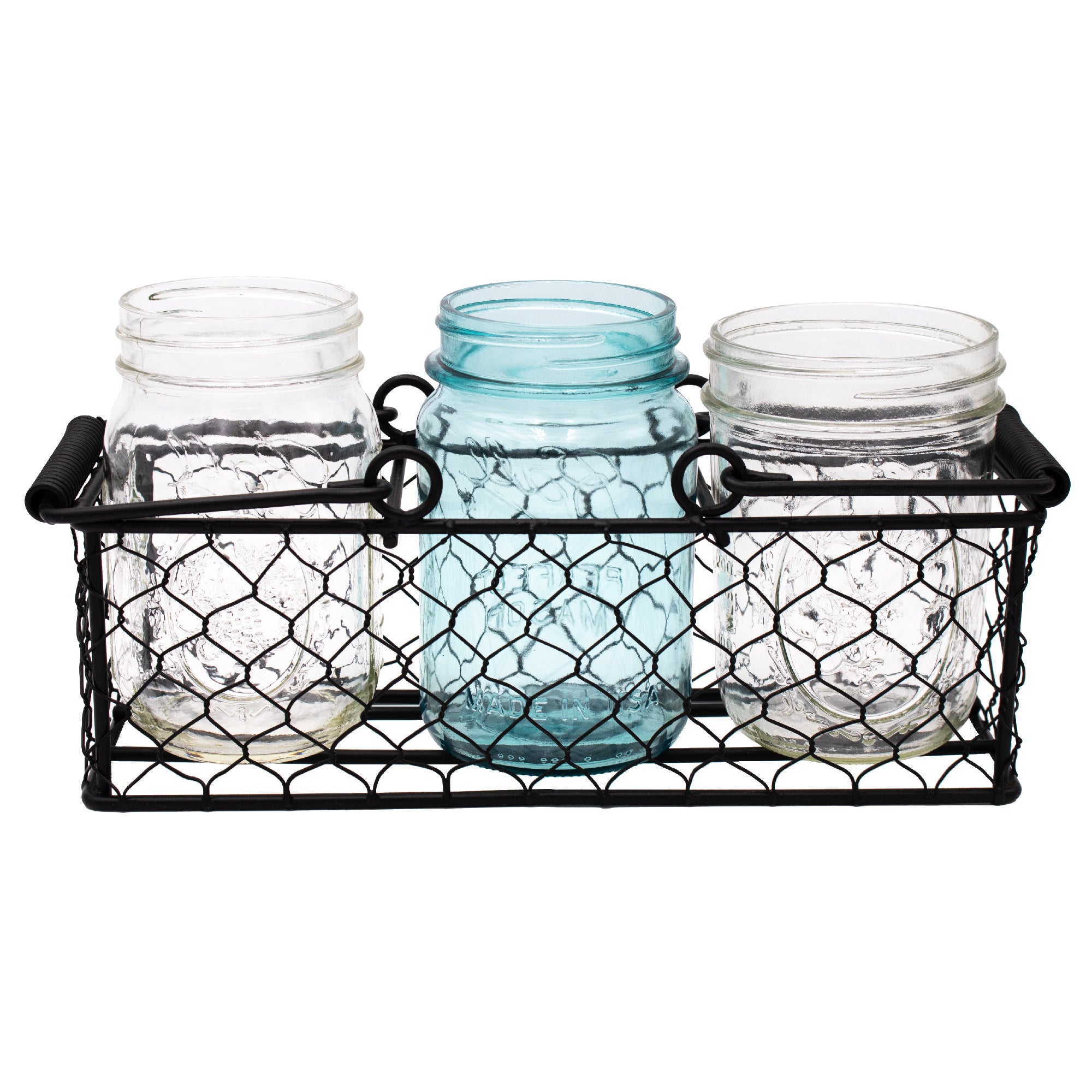 Chicken Wire Caddy for 3 Pint Mason Jars