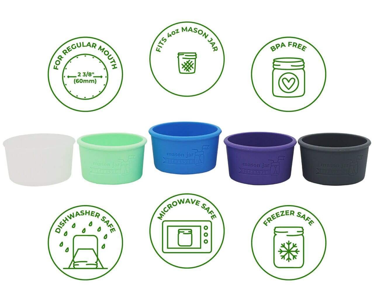 Regular Mouth Silicone Sleeve for 4oz Mason Jars