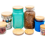 Bamboo Storage Stopper Lids for Mason Jars in regular and wide mouth sizes