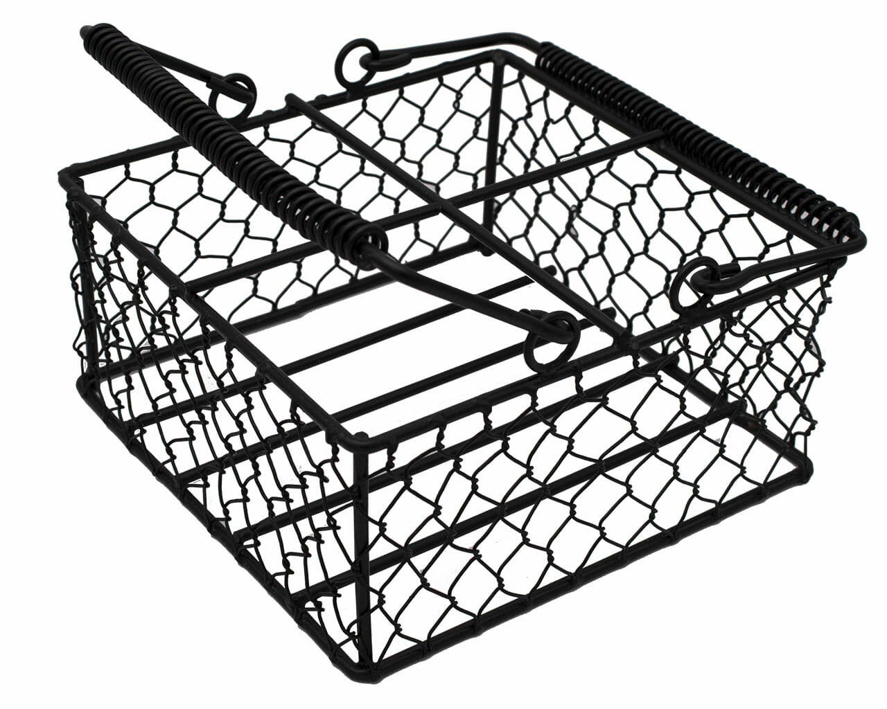Black Coated Chicken Wire Caddy for Four 16oz Pint Mason Jars