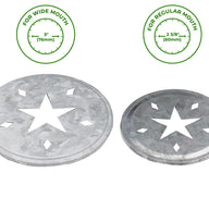 Galvanized Metal Star Cut-Out Lid Insert for Regular or Wide Mouth Mason Jars