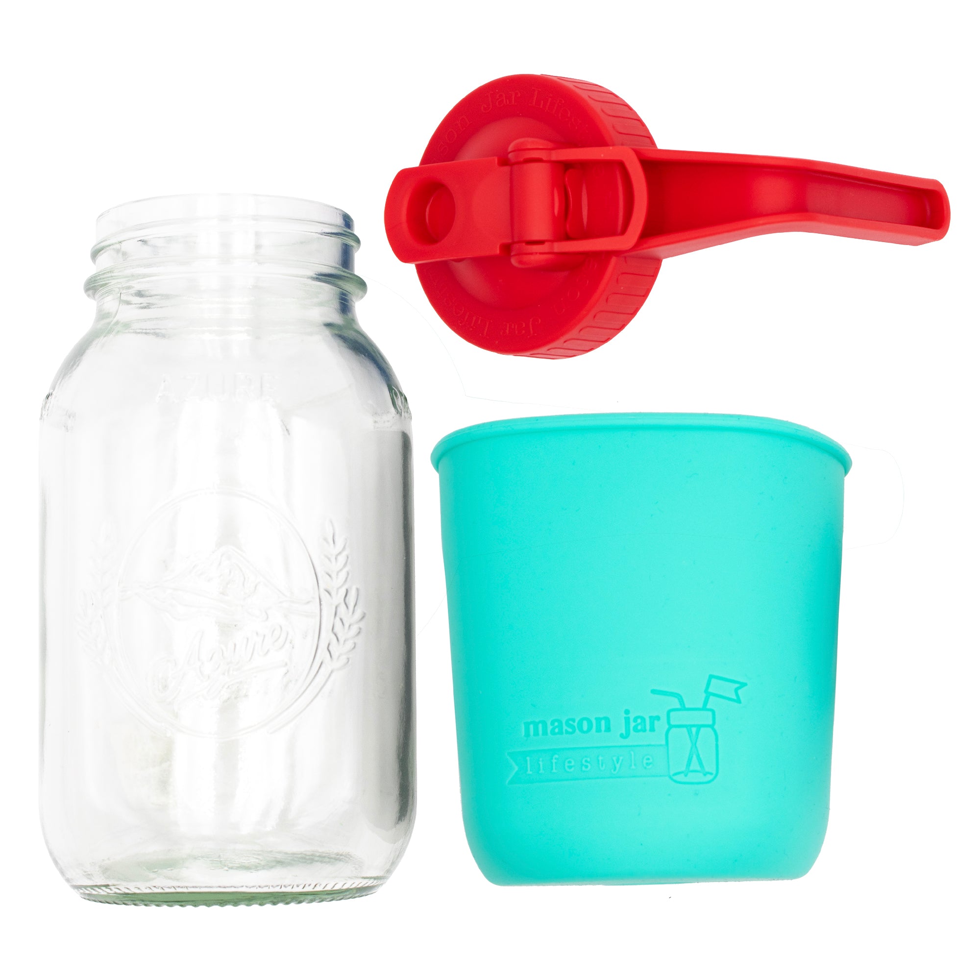 Mason Jar Lifestyle 32oz Quart Glass Pitcher Set with Silicone Sleeve