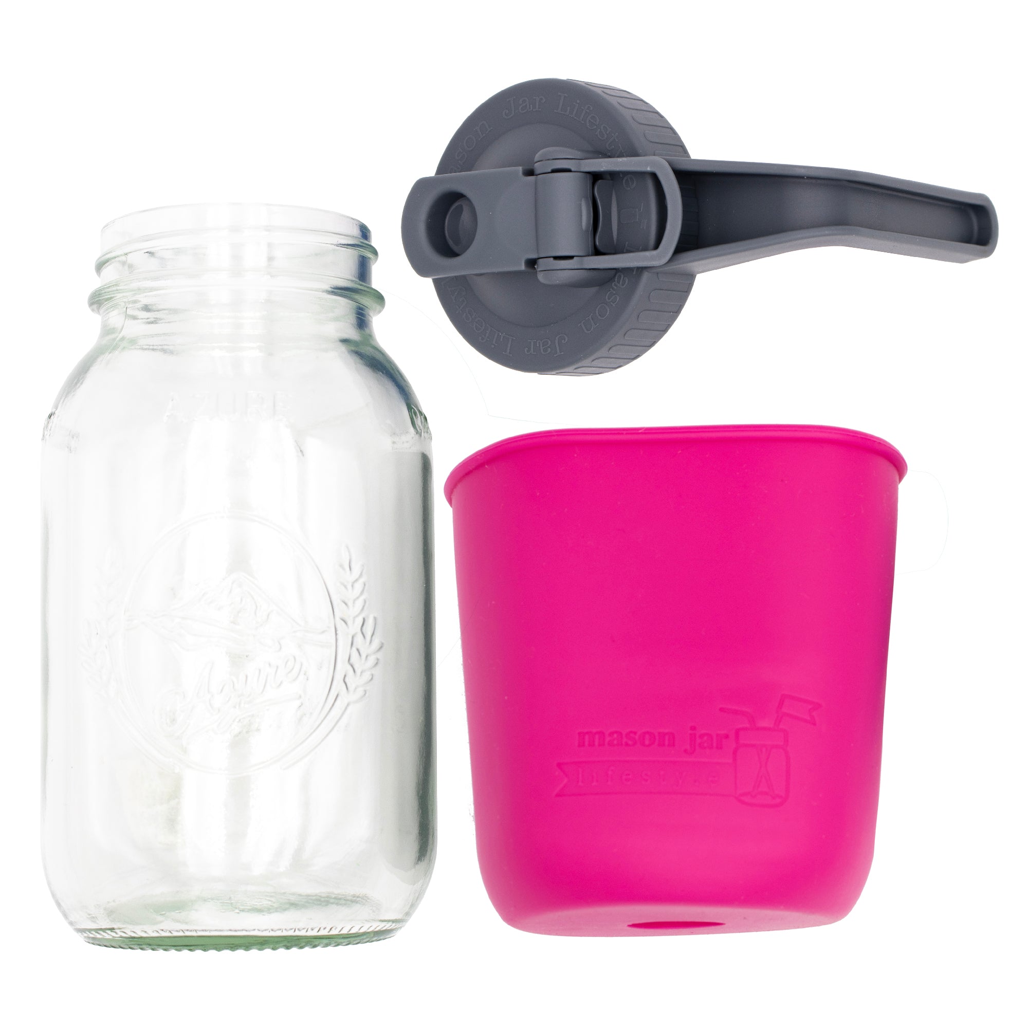 Mason Jar Lifestyle 32oz Quart Glass Pitcher Set with Silicone Sleeve