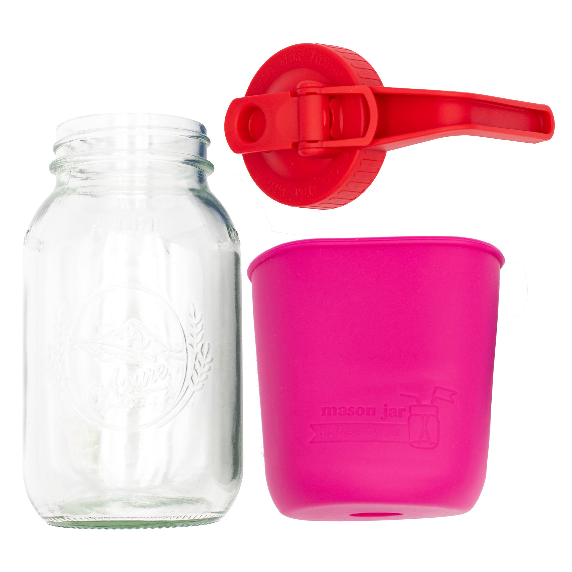 Mason Jar Lifestyle 32oz Quart Glass Pitcher Set with Silicone Sleeve