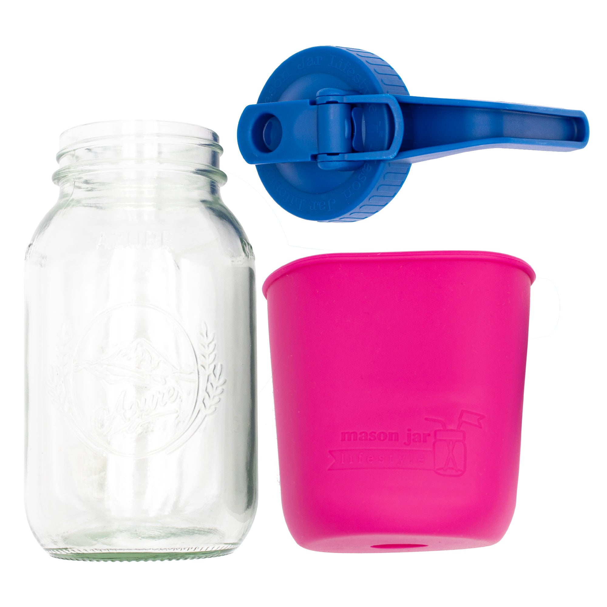Mason Jar Lifestyle 32oz Quart Glass Pitcher Set with Silicone Sleeve