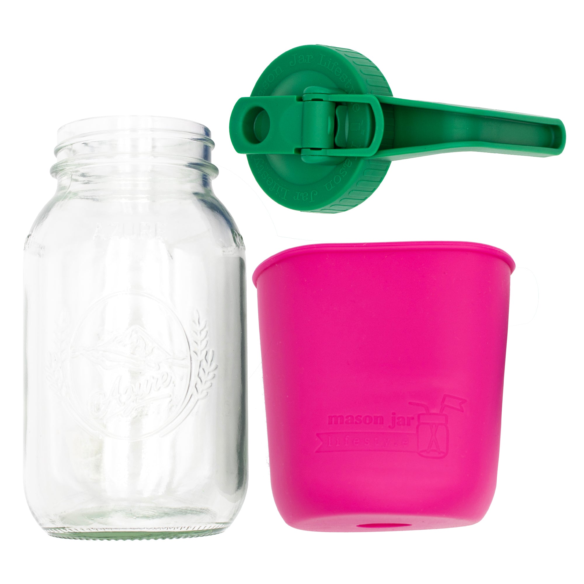 Mason Jar Lifestyle 32oz Quart Glass Pitcher Set with Silicone Sleeve