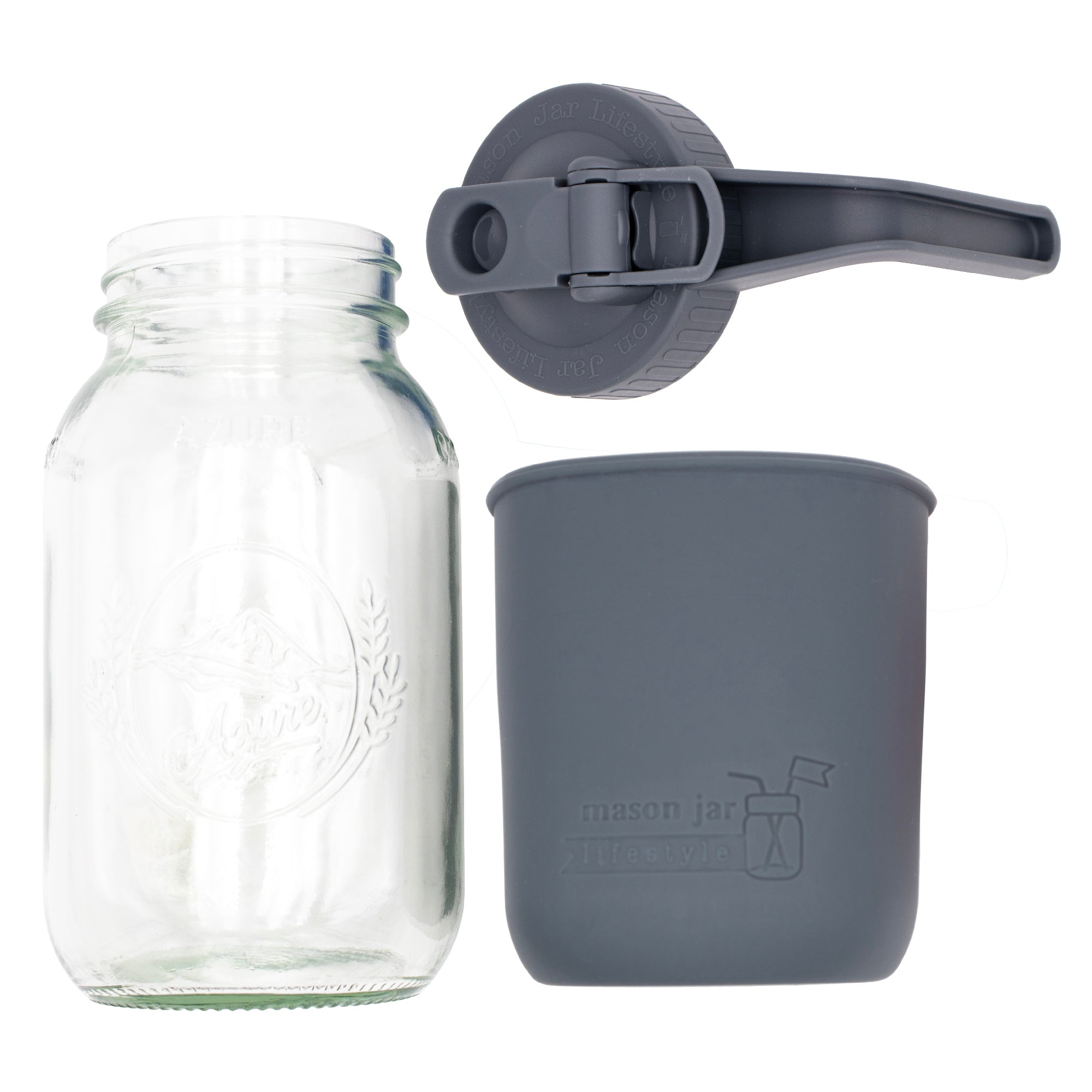 Mason Jar Lifestyle 32oz Quart Glass Pitcher Set with Silicone Sleeve