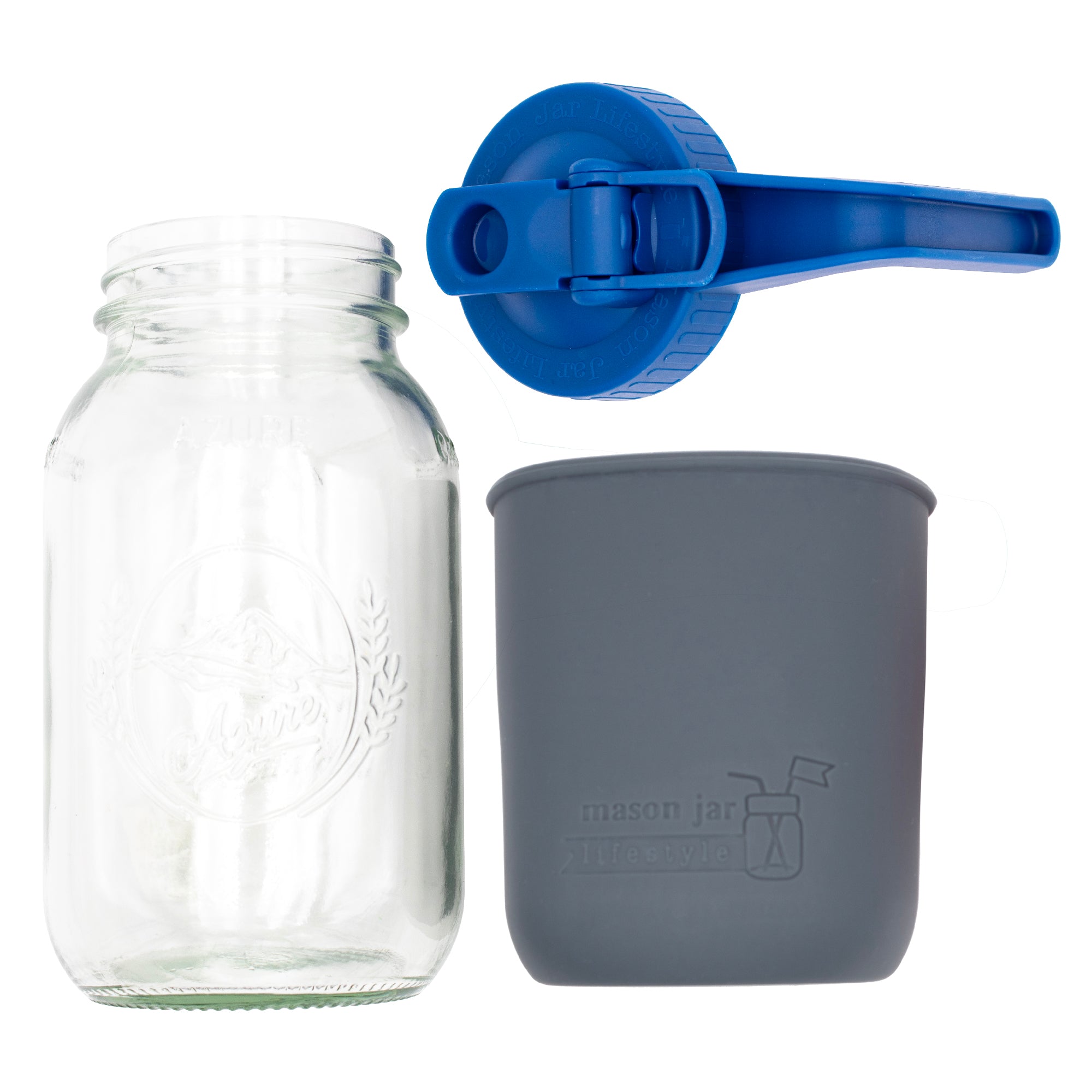 Mason Jar Lifestyle 32oz Quart Glass Pitcher Set with Silicone Sleeve