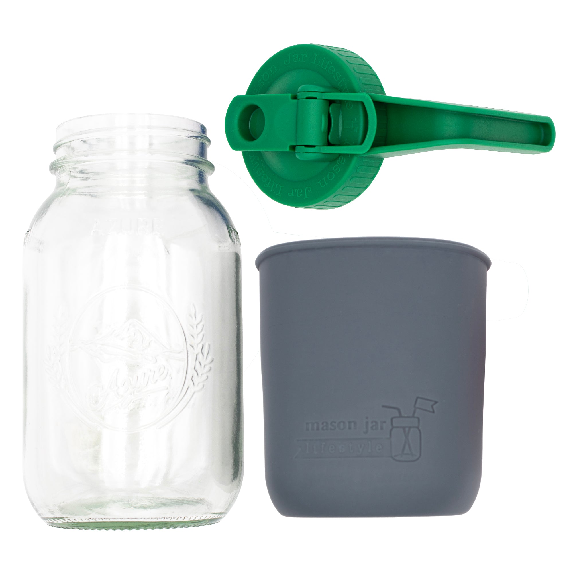 Mason Jar Lifestyle 32oz Quart Glass Pitcher Set with Silicone Sleeve