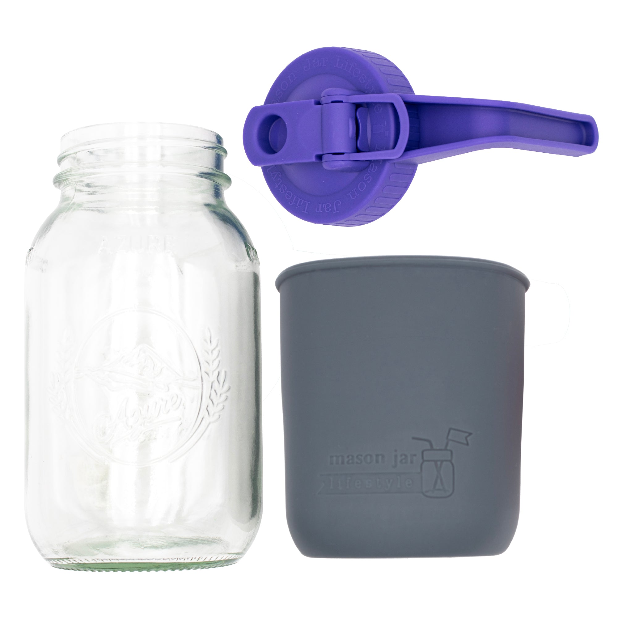 Mason Jar Lifestyle 32oz Quart Glass Pitcher Set with Silicone Sleeve