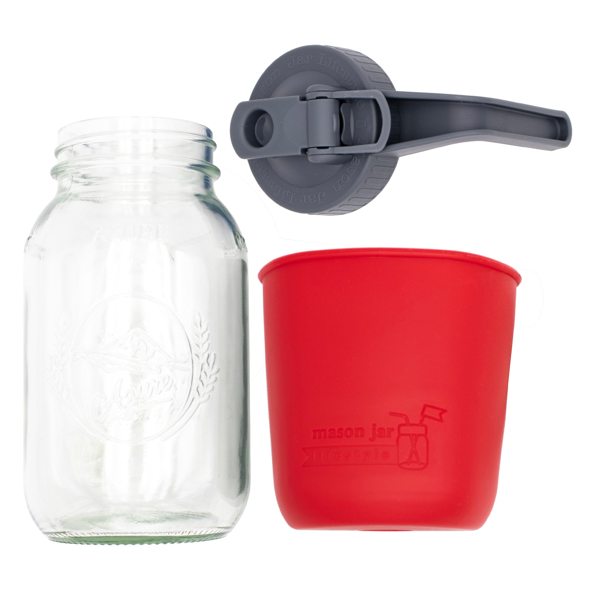 Mason Jar Lifestyle 32oz Quart Glass Pitcher Set with Silicone Sleeve
