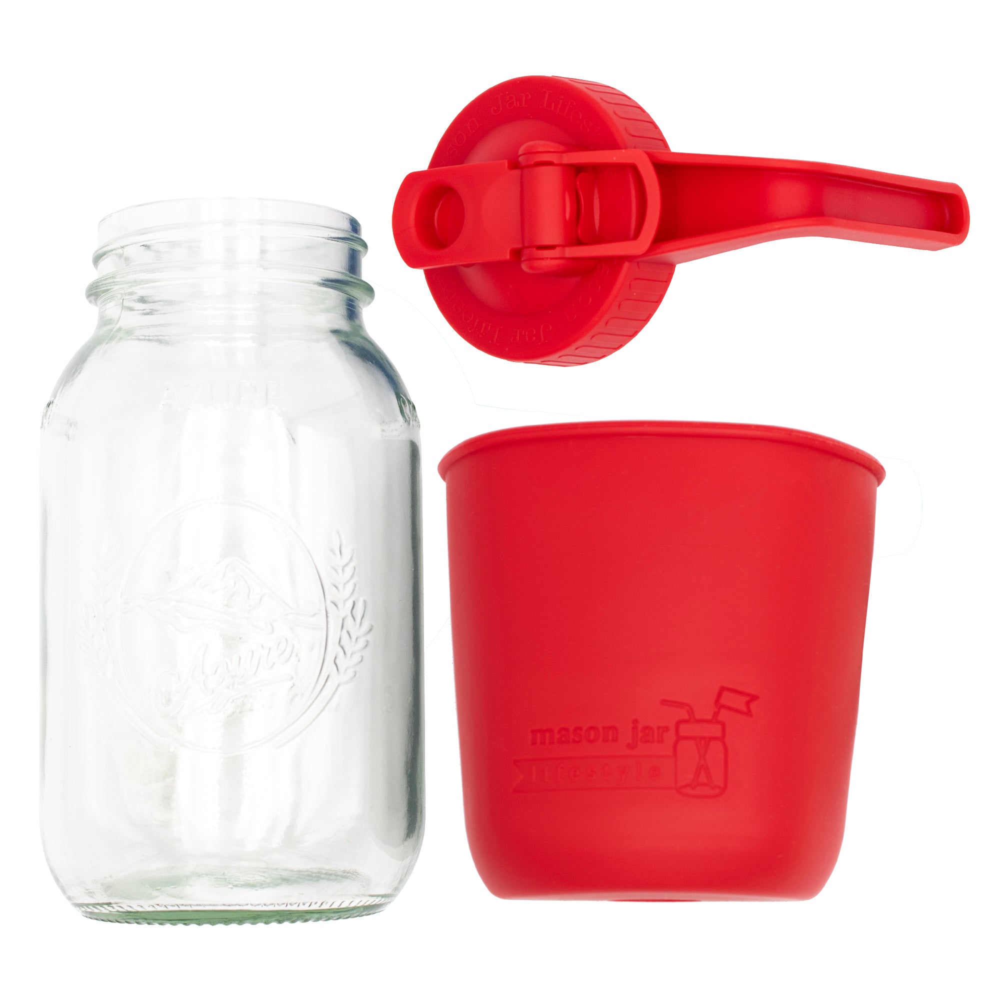 Mason Jar Lifestyle 32oz Quart Glass Pitcher Set with Silicone Sleeve