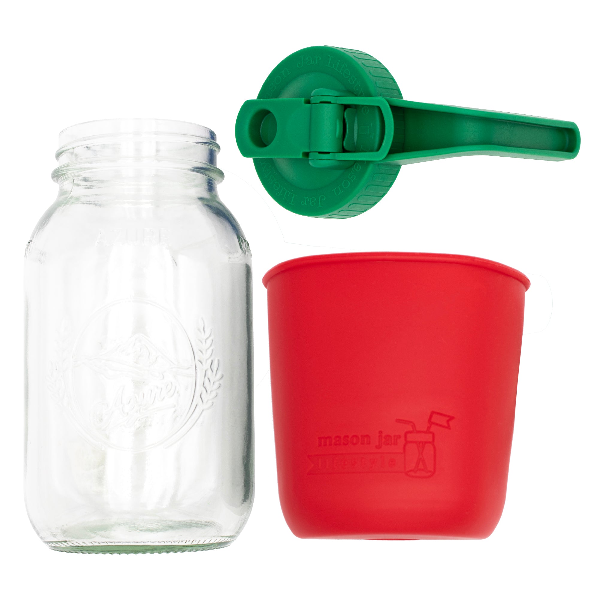 Mason Jar Lifestyle 32oz Quart Glass Pitcher Set with Silicone Sleeve