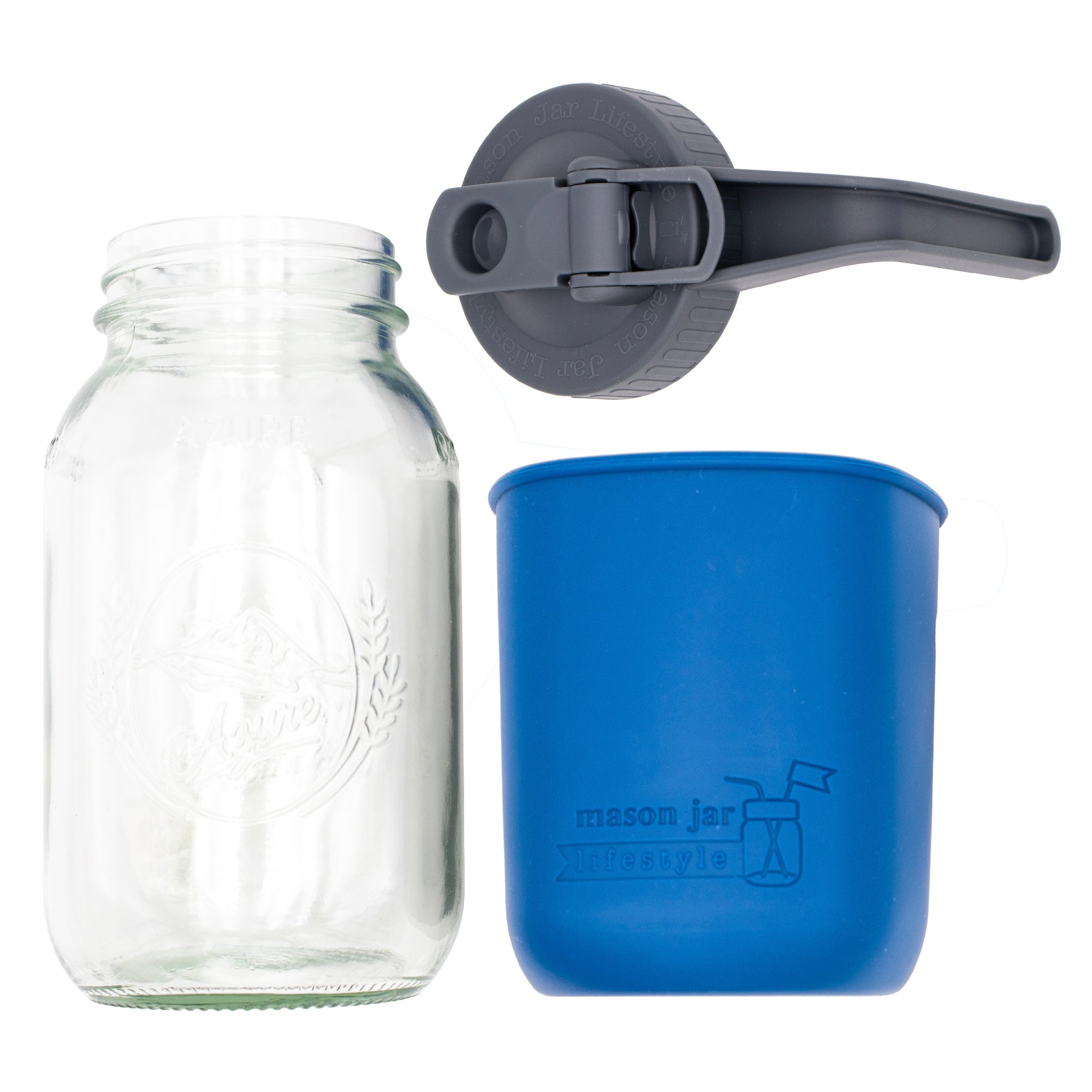 Mason Jar Lifestyle 32oz Quart Glass Pitcher Set with Silicone Sleeve