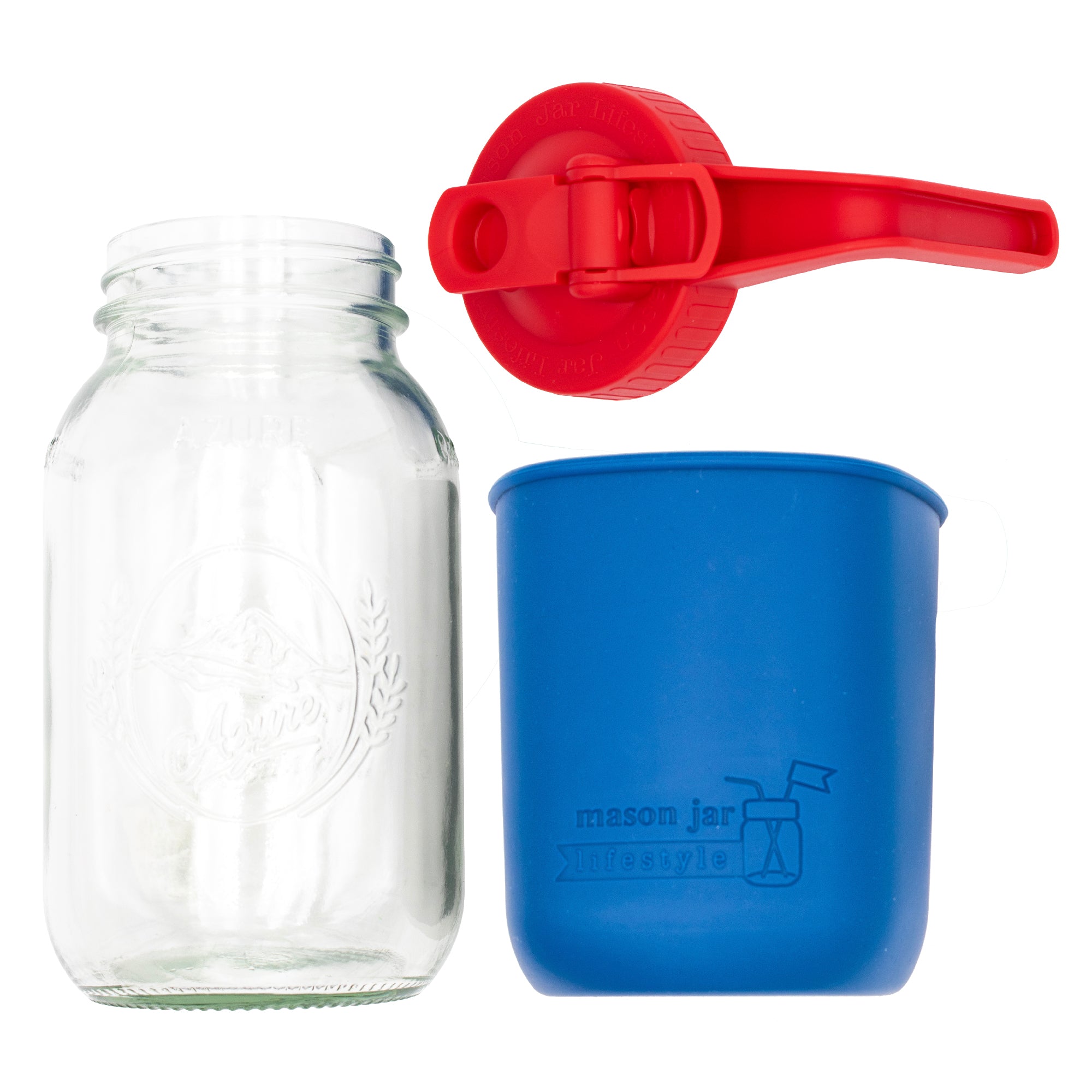Mason Jar Lifestyle 32oz Quart Glass Pitcher Set with Silicone Sleeve