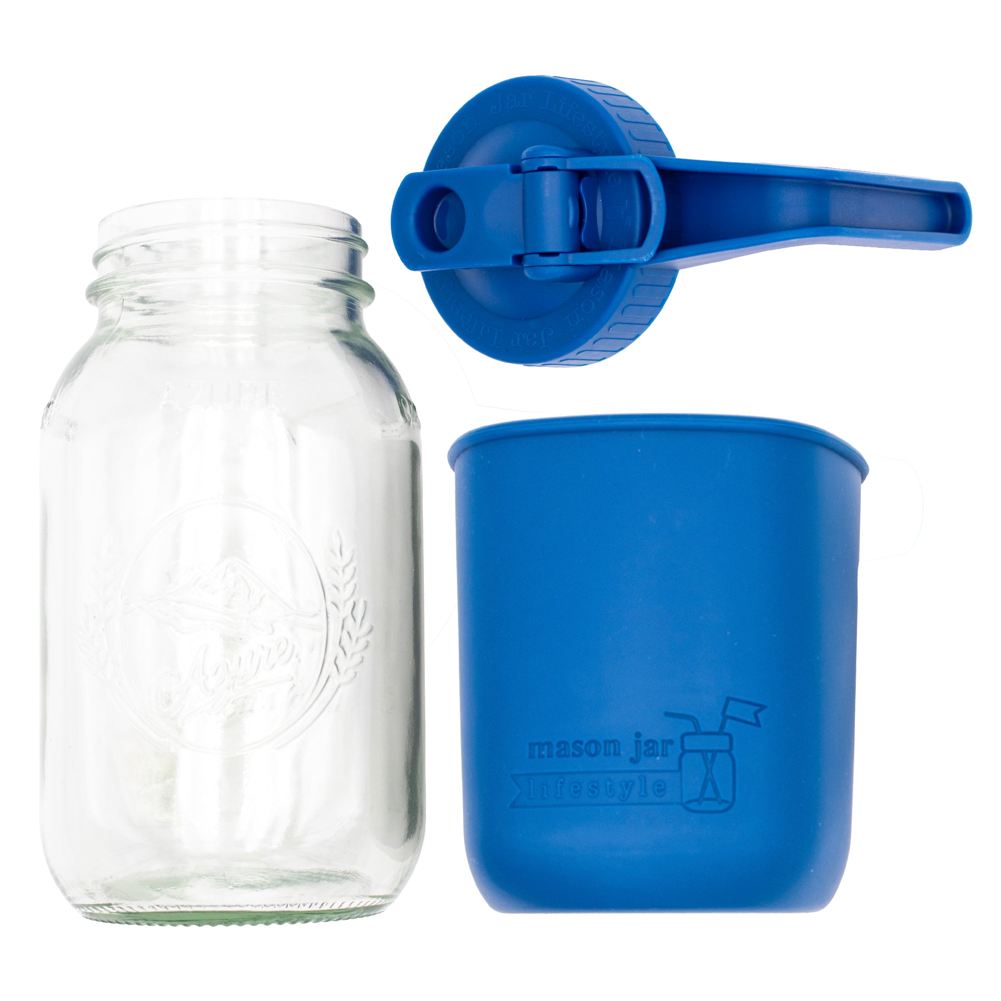 Mason Jar Lifestyle 32oz Quart Glass Pitcher Set with Silicone Sleeve
