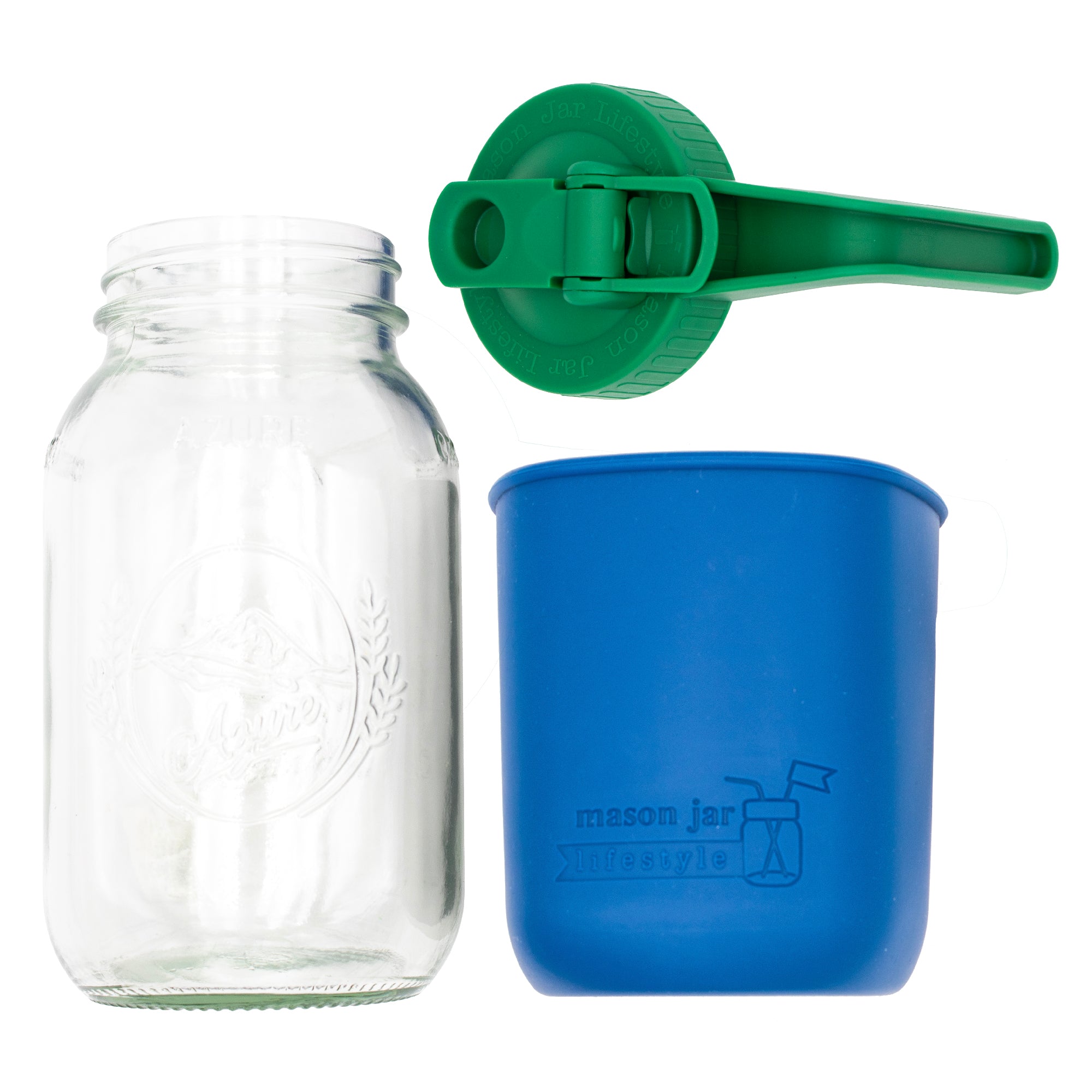 Mason Jar Lifestyle 32oz Quart Glass Pitcher Set with Silicone Sleeve