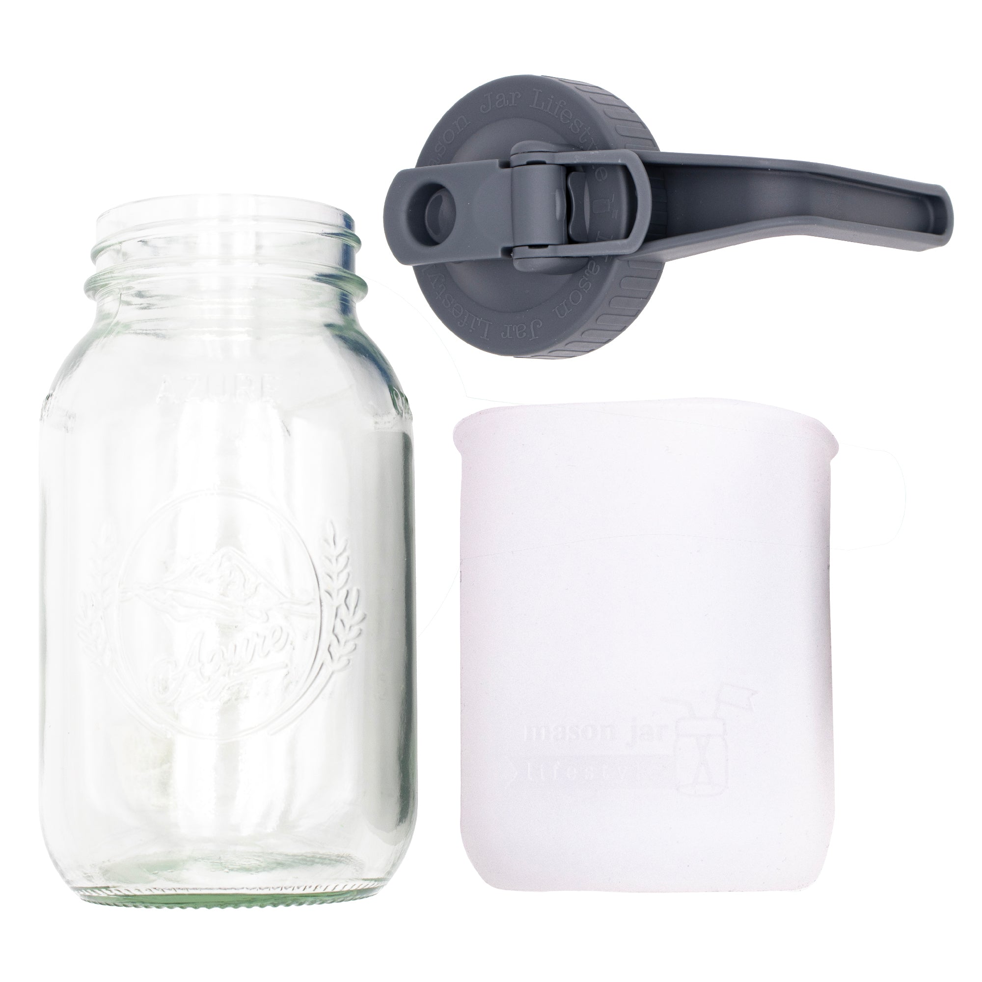 Mason Jar Lifestyle 32oz Quart Glass Pitcher Set with Silicone Sleeve