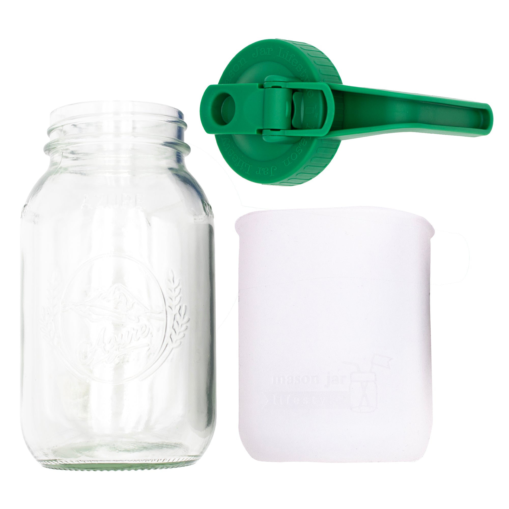 Mason Jar Lifestyle 32oz Quart Glass Pitcher Set with Silicone Sleeve