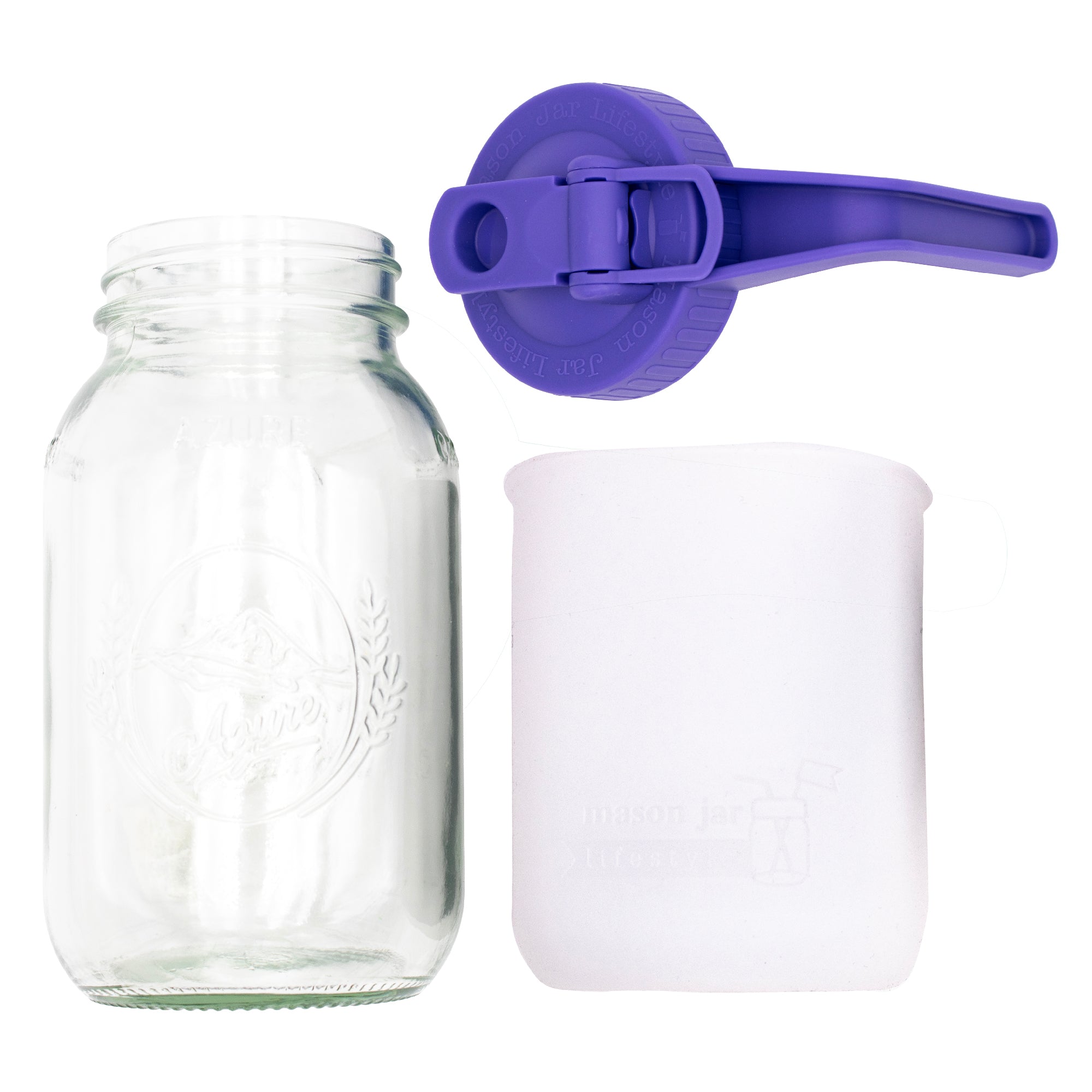 Mason Jar Lifestyle 32oz Quart Glass Pitcher Set with Silicone Sleeve