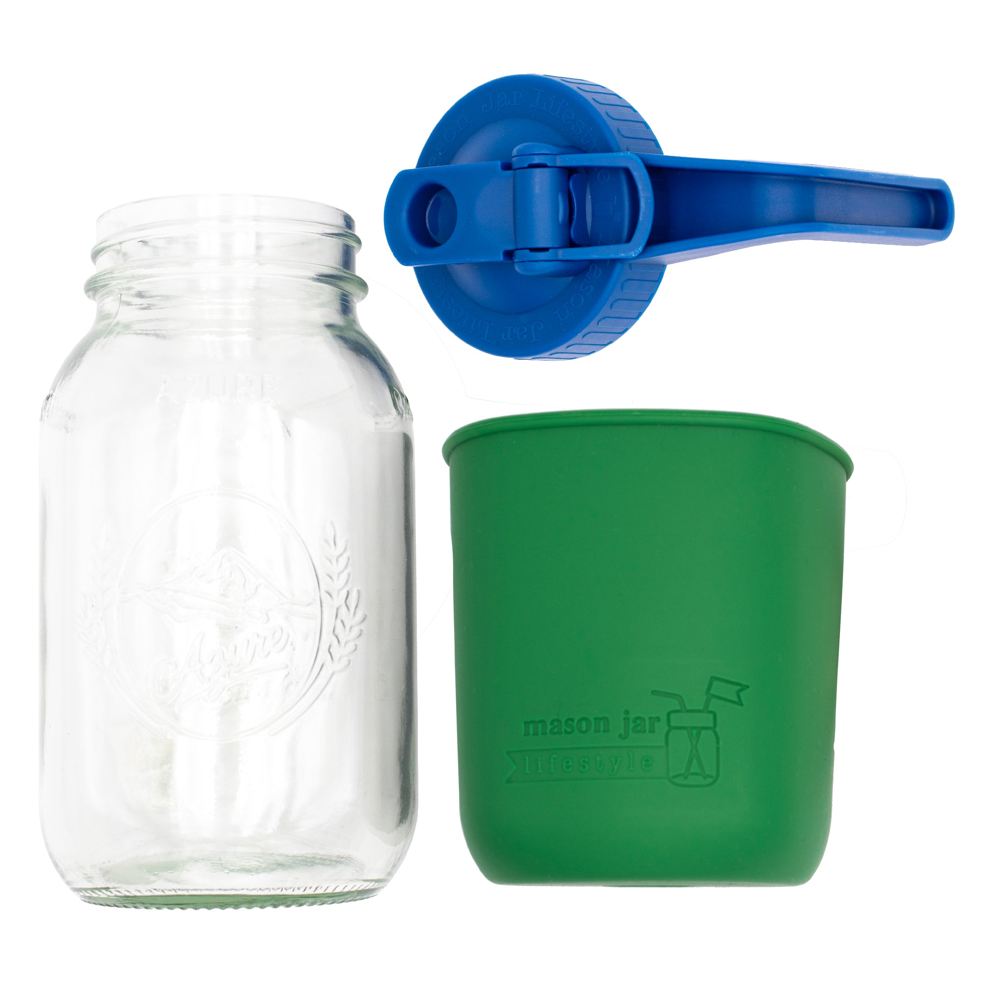 Mason Jar Lifestyle 32oz Quart Glass Pitcher Set with Silicone Sleeve