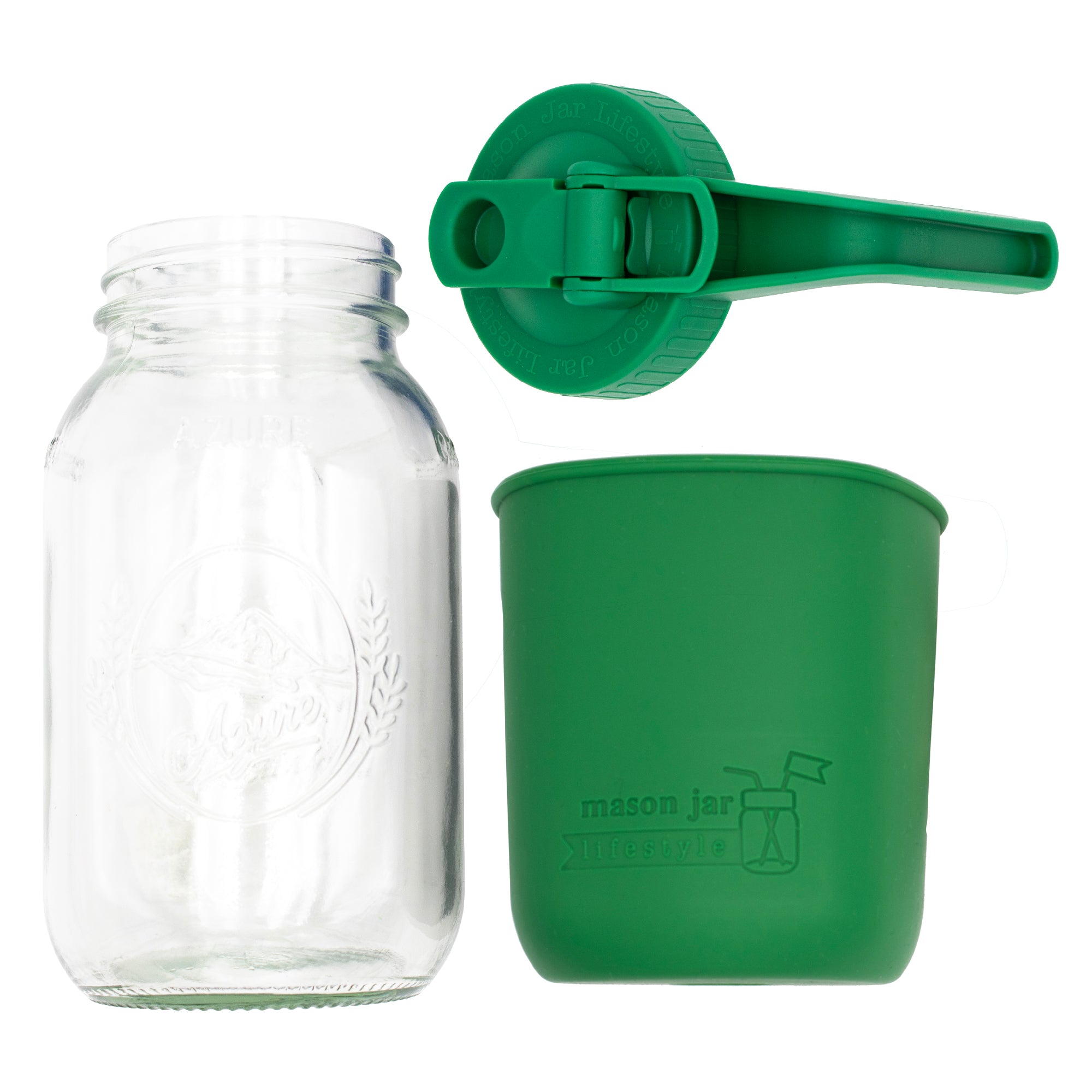 Mason Jar Lifestyle 32oz Quart Glass Pitcher Set with Silicone Sleeve