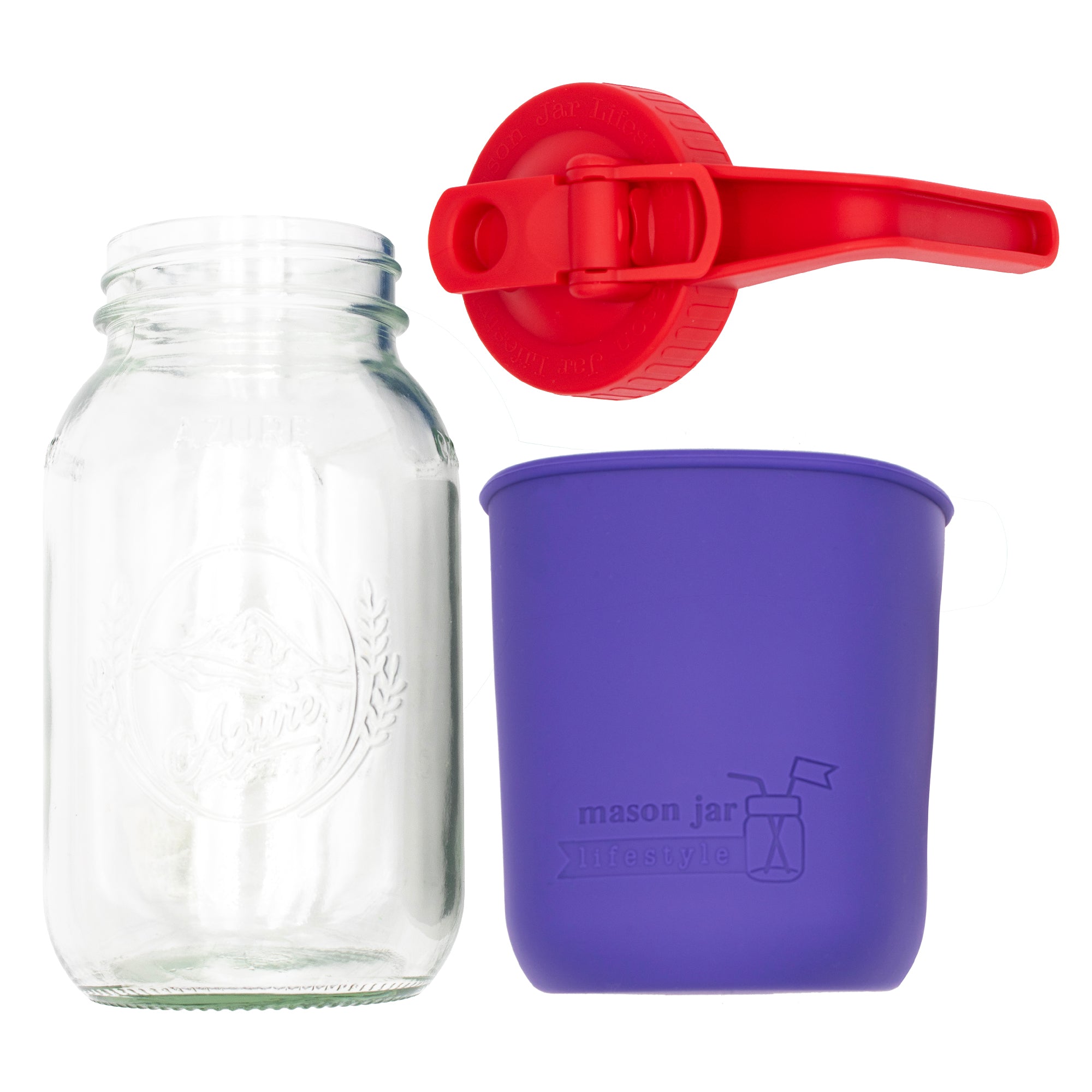 Mason Jar Lifestyle 32oz Quart Glass Pitcher Set with Silicone Sleeve