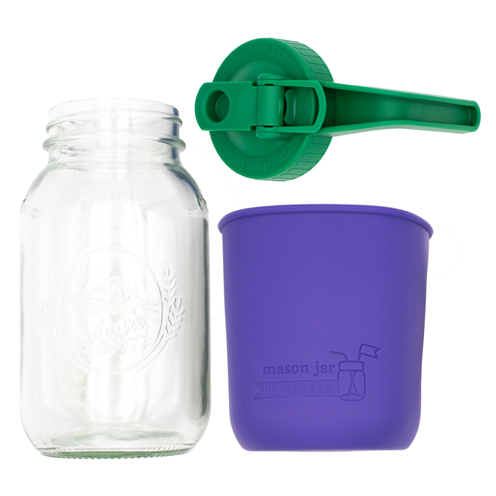 Mason Jar Lifestyle 32oz Quart Glass Pitcher Set with Silicone Sleeve