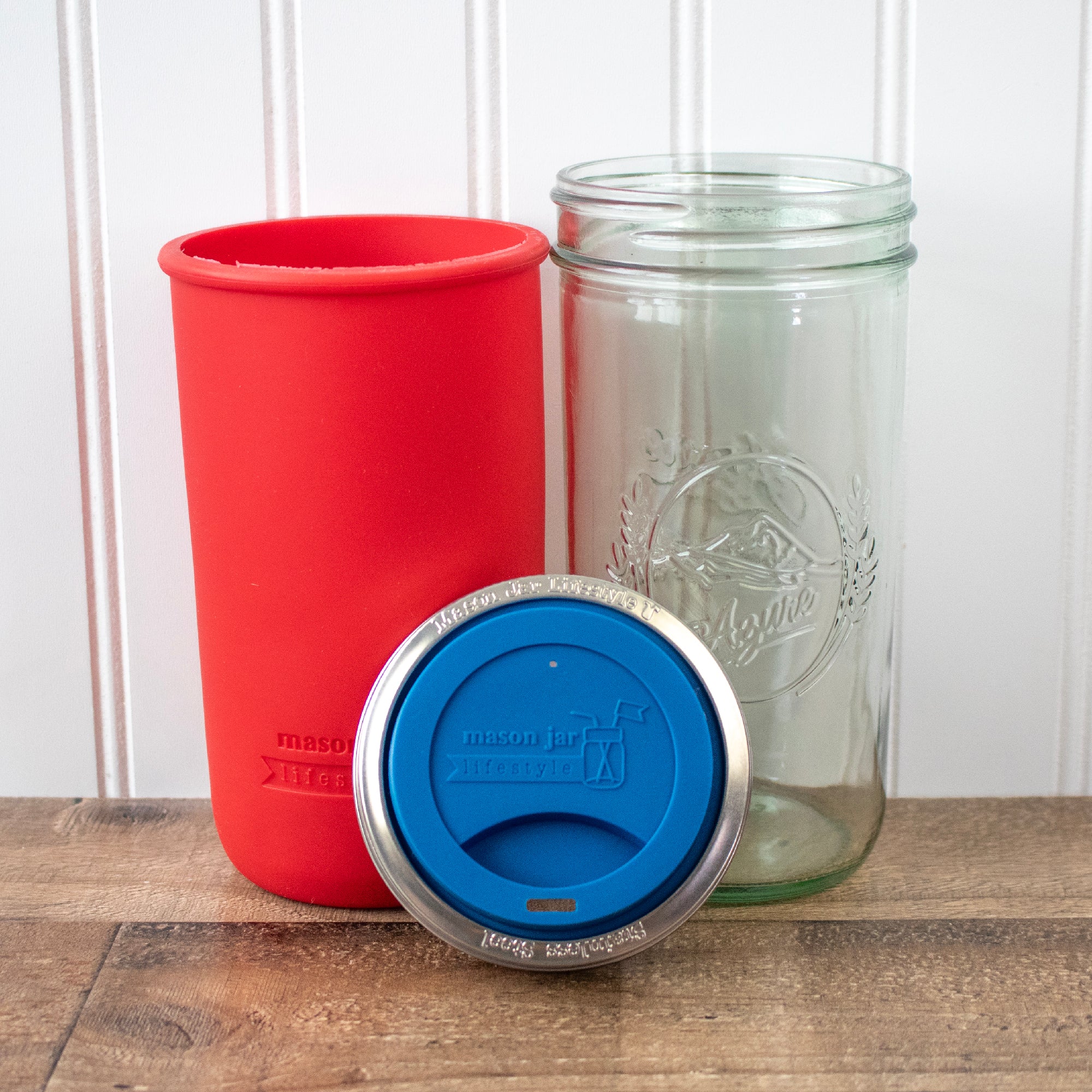 Mason Jar Lifestyle 24oz Pint & Half Glass Water Bottle Travel Tumbler with Silicone Sleeve & Drinking Lid