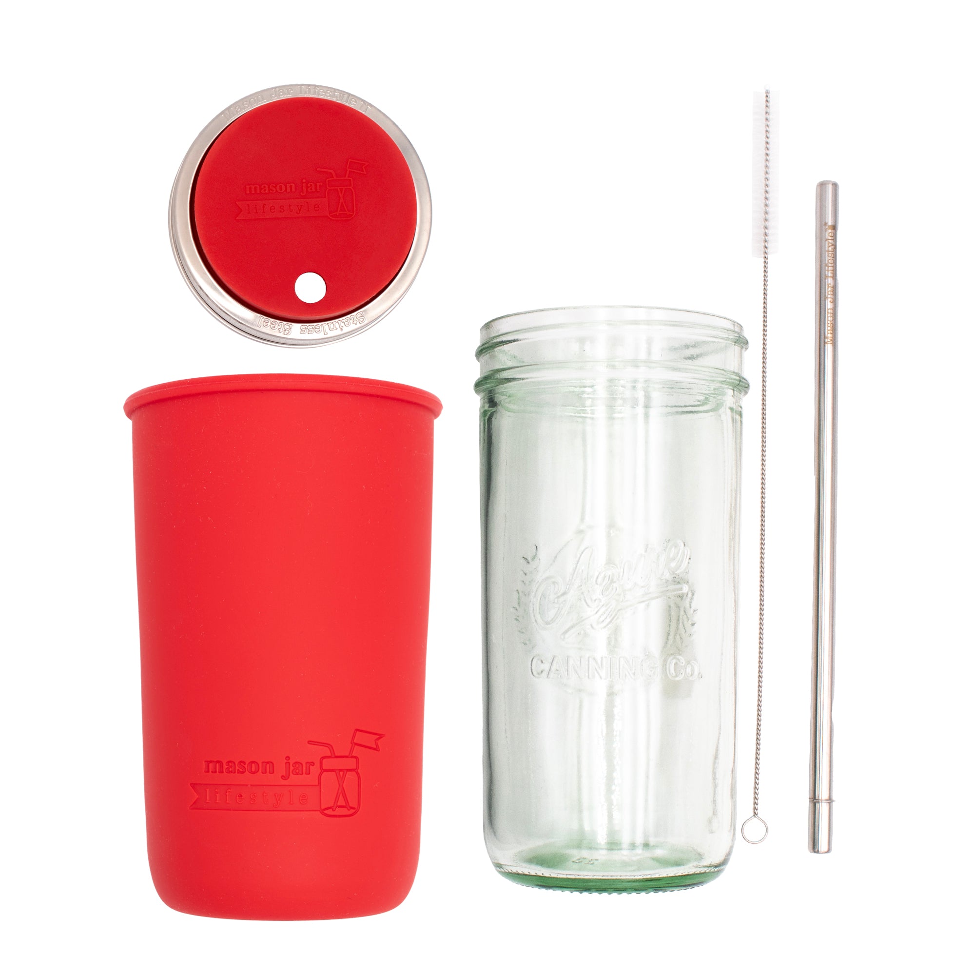 Mason Jar Lifestyle 24oz Pint & Half Water Bottle Travel Tumbler with Silicone Sleeve & Straw Lid