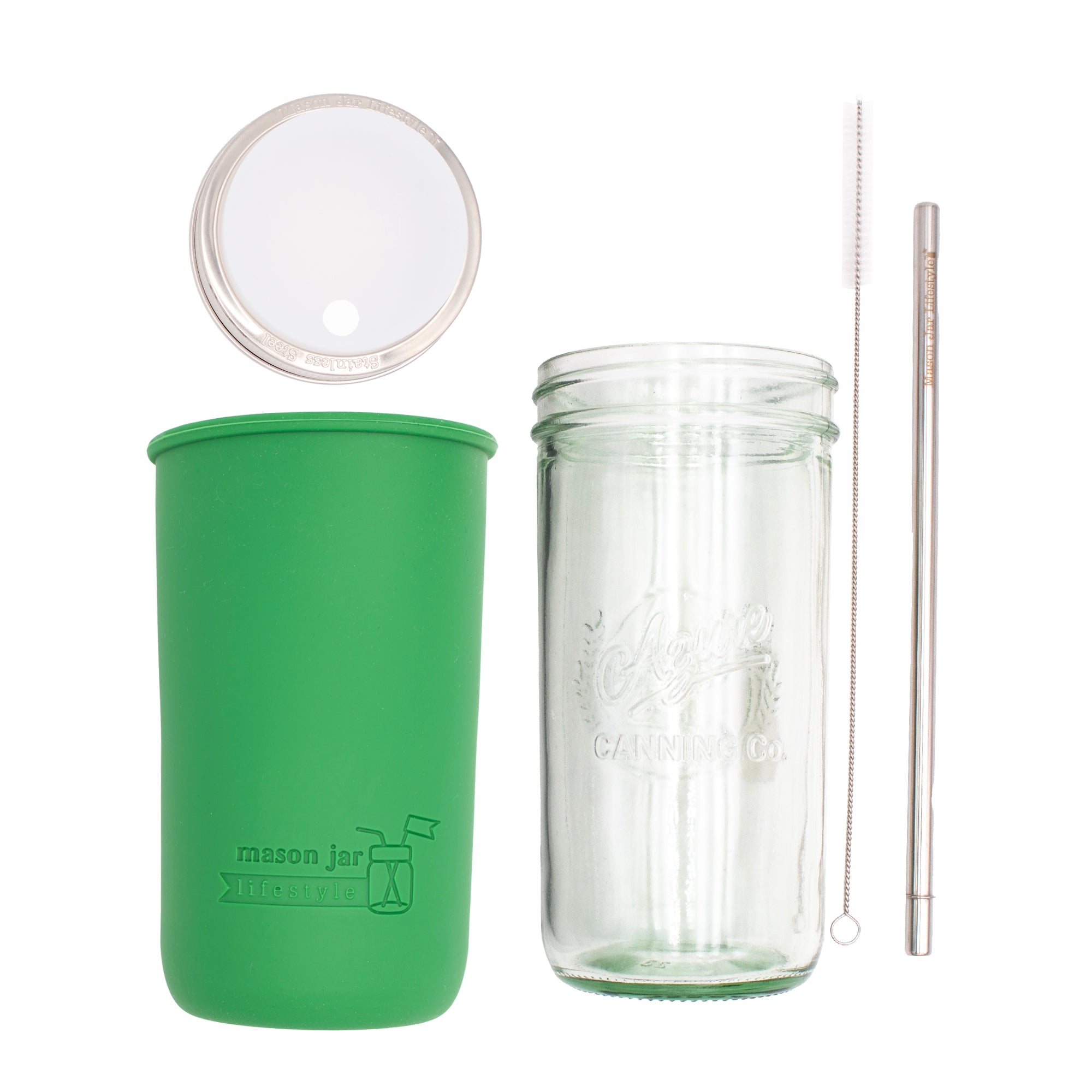Mason Jar Lifestyle 24oz Pint & Half Water Bottle Travel Tumbler with Silicone Sleeve & Straw Lid