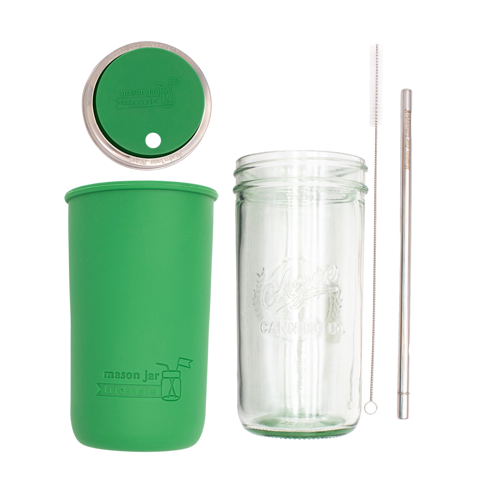 Mason Jar Lifestyle 24oz Pint & Half Water Bottle Travel Tumbler with Silicone Sleeve & Straw Lid