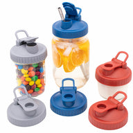 gray deep blue brick red pour and store lid with carry loop for regular and wide mouth mason jars