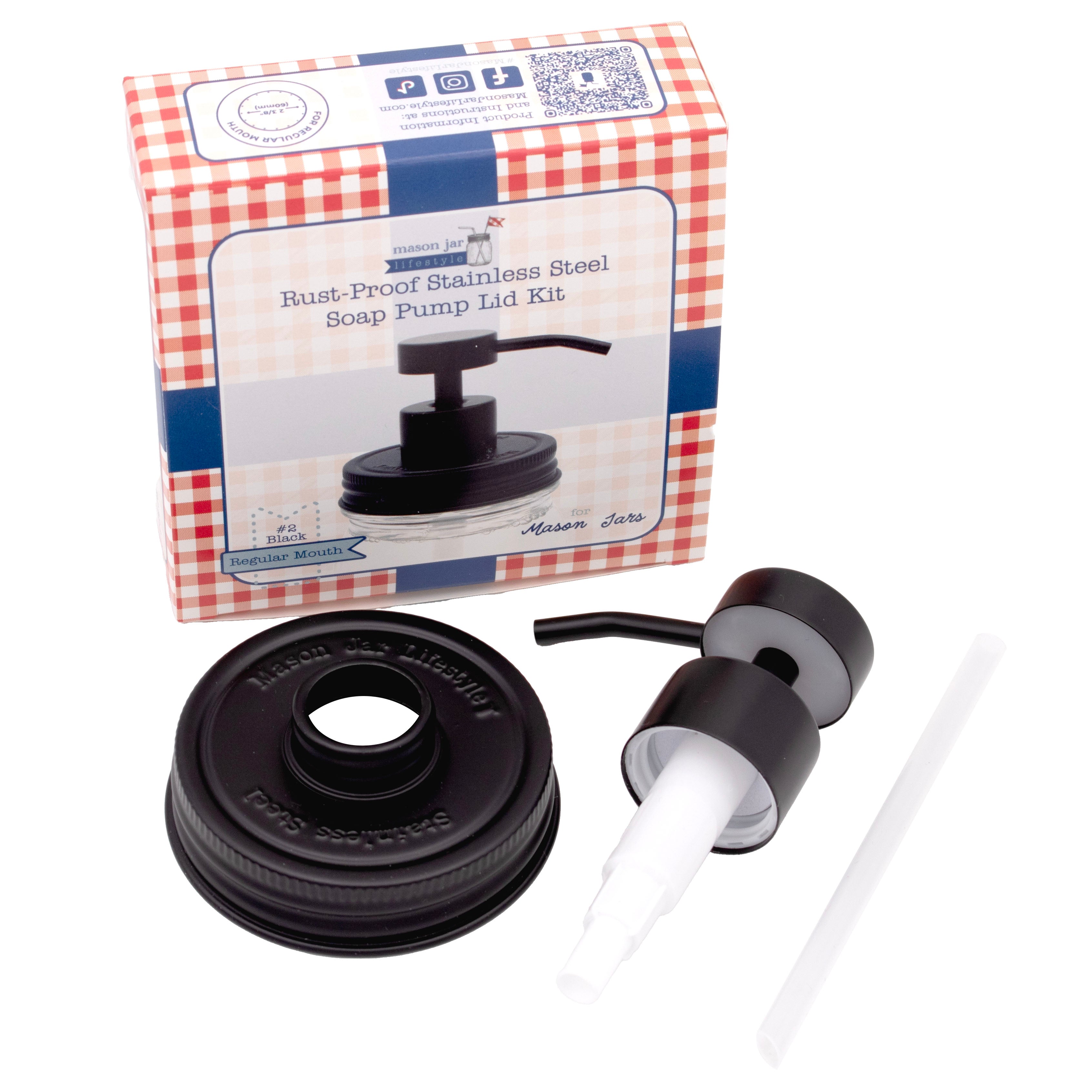 Matte Black Soap Pump Lid Kit for Mason Jars