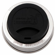 Silicone Drinking Lid with Stainless Steel Band for Mason Jars