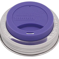 Silicone Drinking Lid with Stainless Steel Band for Mason Jars