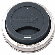 Silicone Drinking Lid with Stainless Steel Band for Mason Jars
