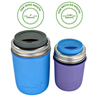 mason-jar-lifestyle-silicone-drinking-lid-wide-regular-mouth-with-stainless-steel-band-silicone-sleeve-jacket-gray-UV-purple-blue-icons