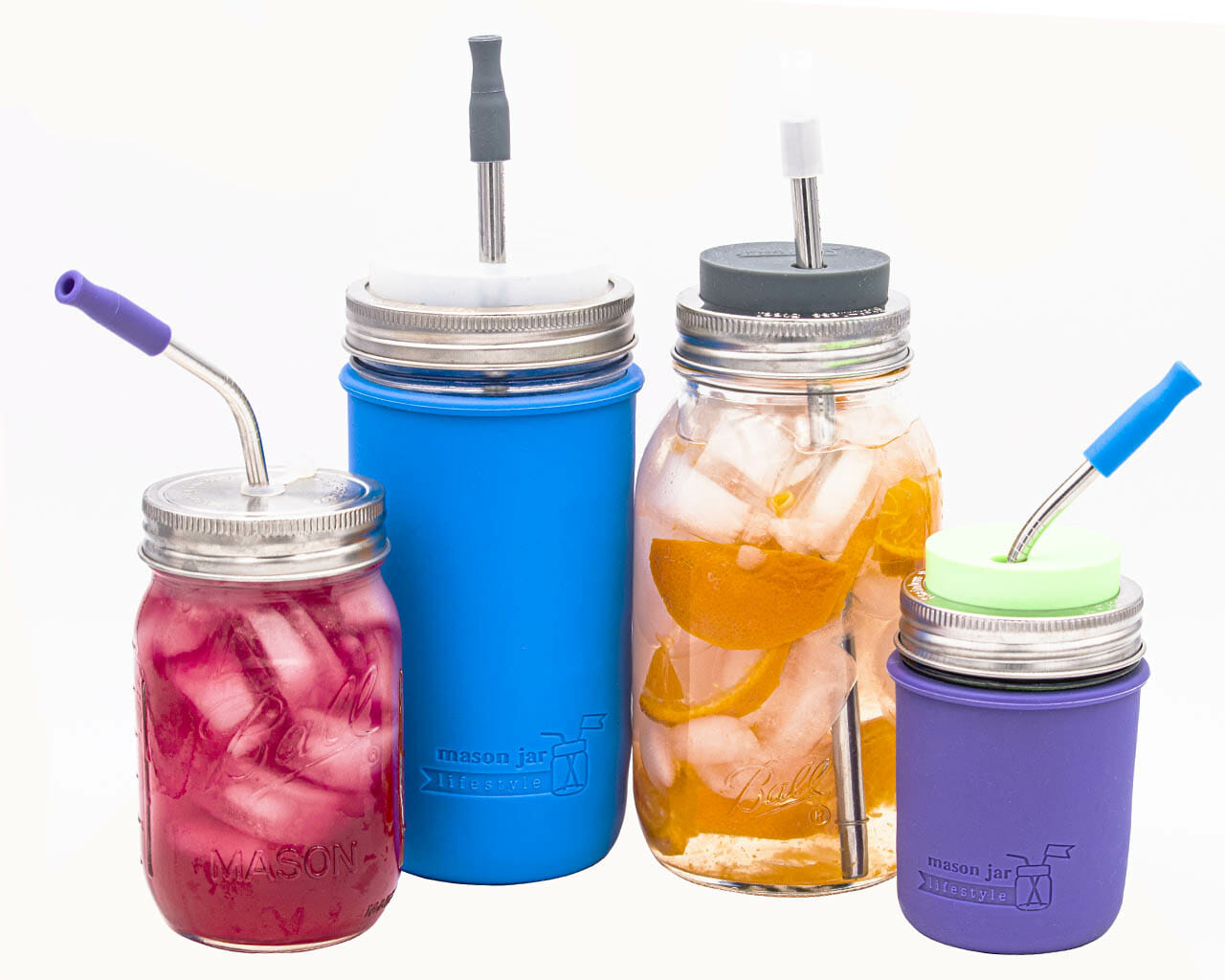 http://masonjarlifestyle.com/cdn/shop/files/mason-jar-lifestyle-silicone-straw-tip-protector-group-frost-bright-blue-ultra-violet-charcoal-gray-stainless-steel-hole-lid-24oz-8oz-sleeve-32oz-ice-water-juice-drink.jpg?v=1695767348