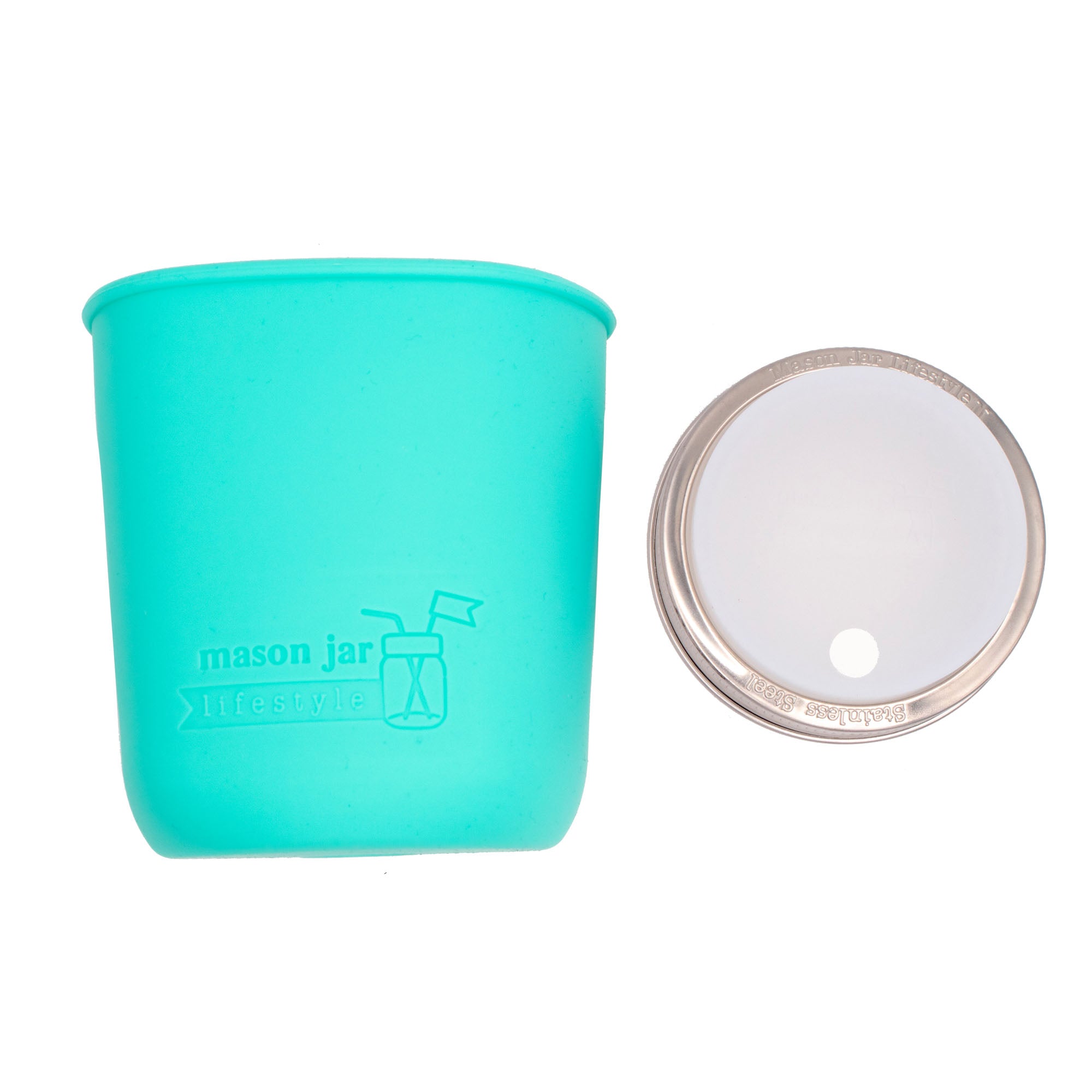 Mason Jar Lifestyle Smoothie 32oz Quart Glass Water Bottle with Silicone Sleeve & Straw Hole Lid
