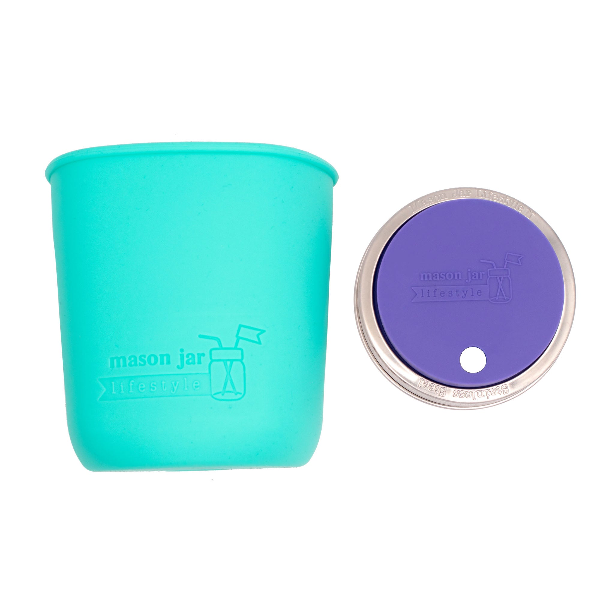 Mason Jar Lifestyle Smoothie 32oz Quart Glass Water Bottle with Silicone Sleeve & Straw Hole Lid