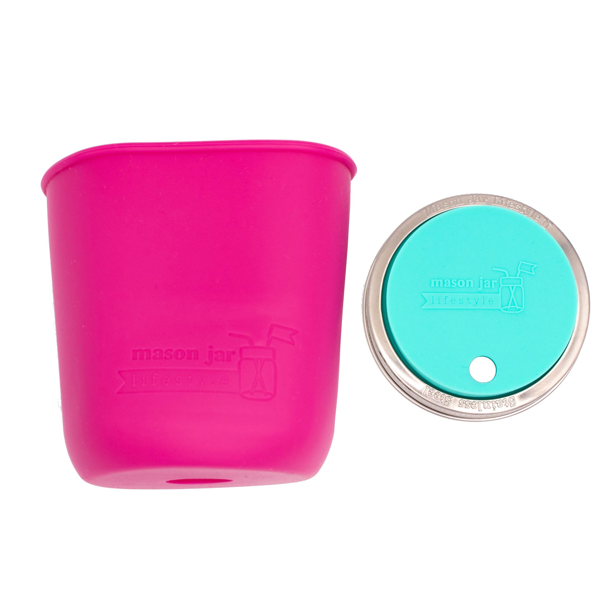 Mason Jar Lifestyle Smoothie 32oz Quart Glass Water Bottle with Silicone Sleeve & Straw Hole Lid